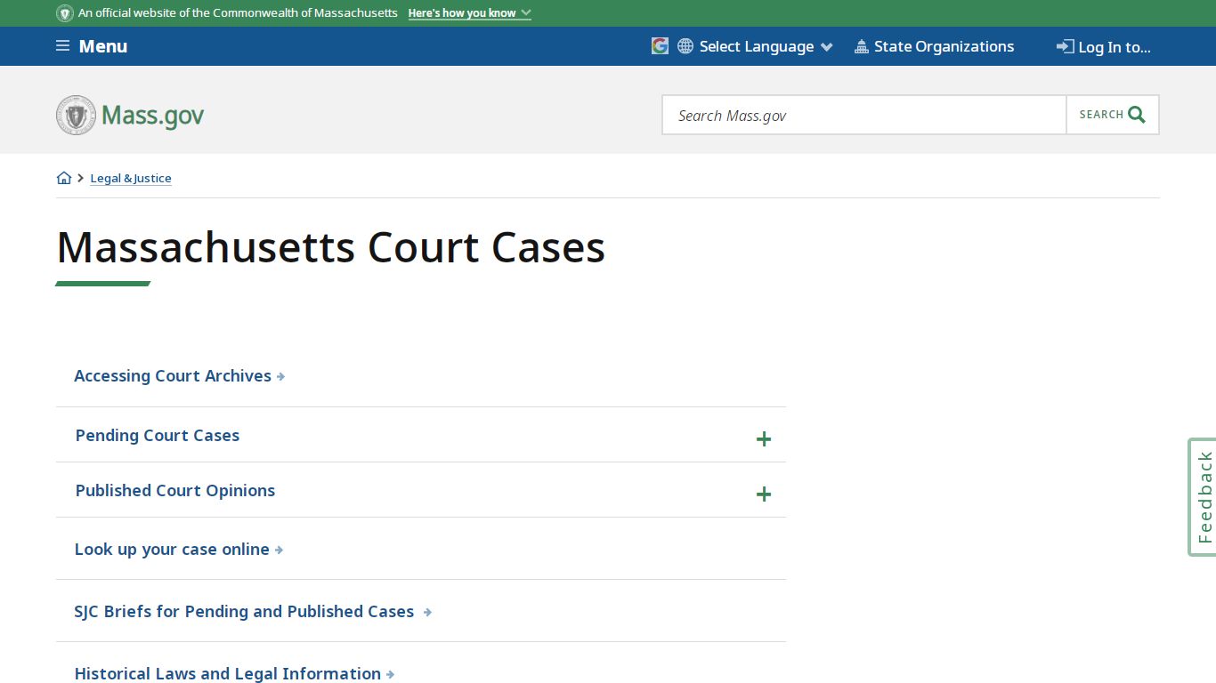 Massachusetts Court Cases | Mass.gov